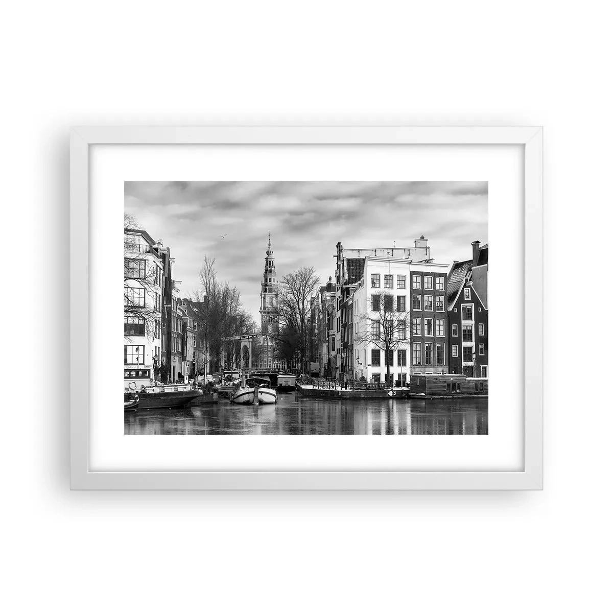 Plakat i hvid ramme - Amsterdam stemning - 40x30 cm