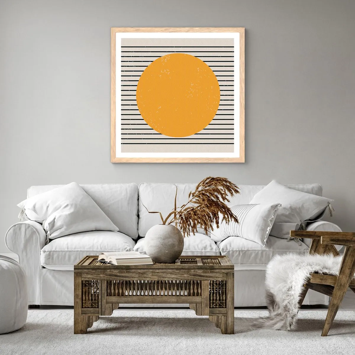 Plakat i ramme af lyst egetræ - Enkelthedens kraft - 30x30 cm