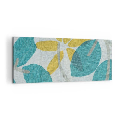 Lærredstryk - Billede på lærred - Blandt azurblå blade - 120x50 cm