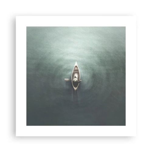 Plakat - På tværs af en månelyst sø - 40x40 cm