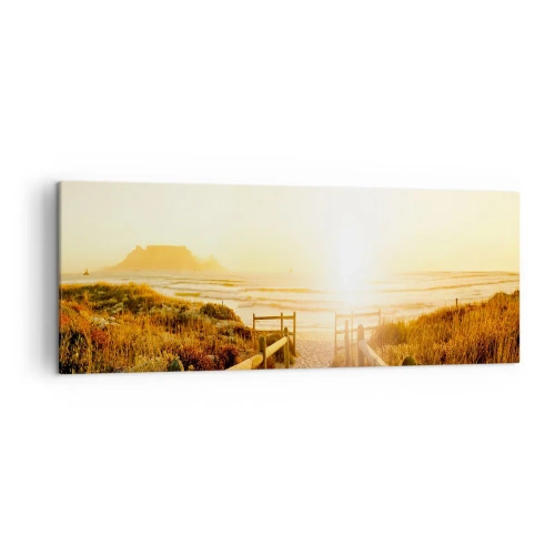 Lærredstryk - Billede på lærred - Over klitten, mod solen - 140x50 cm