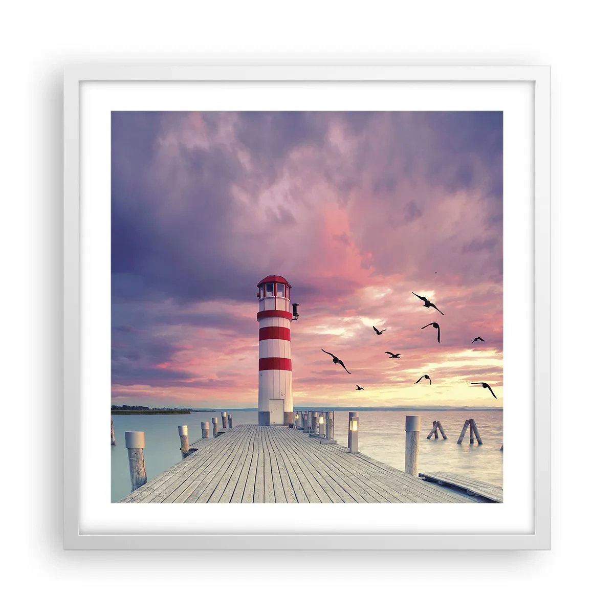 Plakat i hvid ramme - Det er tid til havnen - 50x50 cm