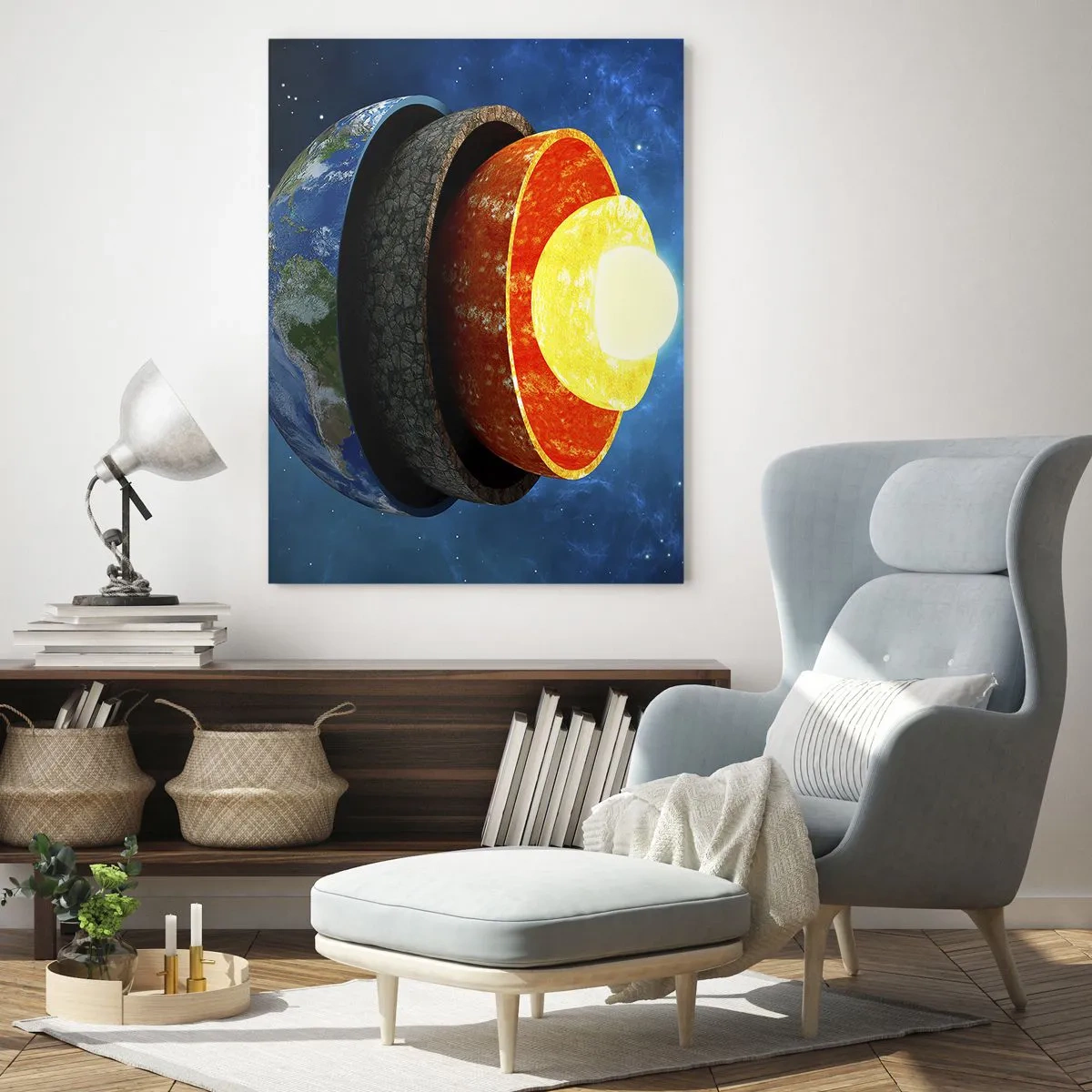 Billede på glas - Ekspedition til jordens indre - 50x70 cm