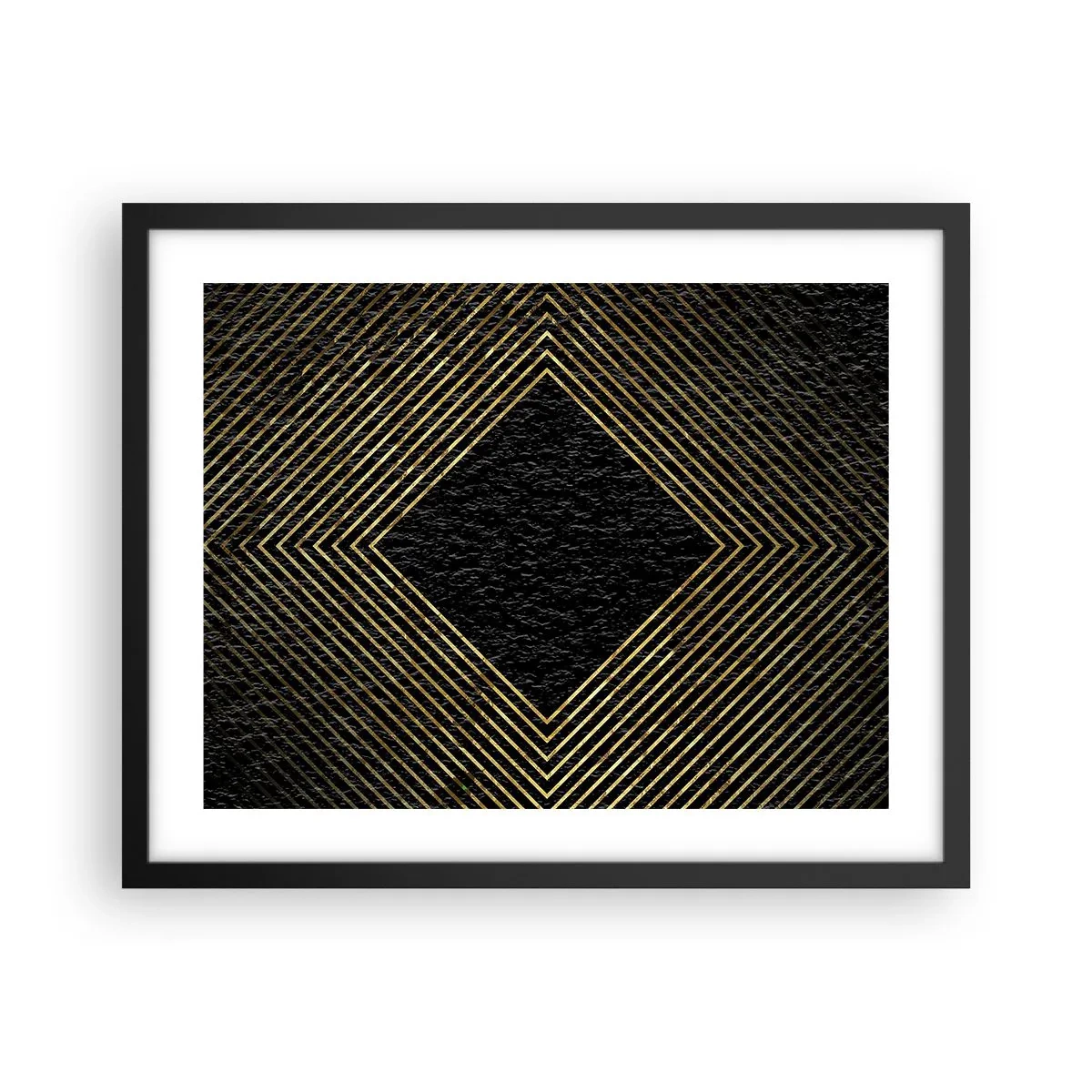 Plakat i sort ramme - Geometri i glamour-stil - 50x40 cm