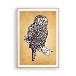 Plakat i ramme af lyst egetræ - Indviklede ornamenter af visdom - 70x100 cm