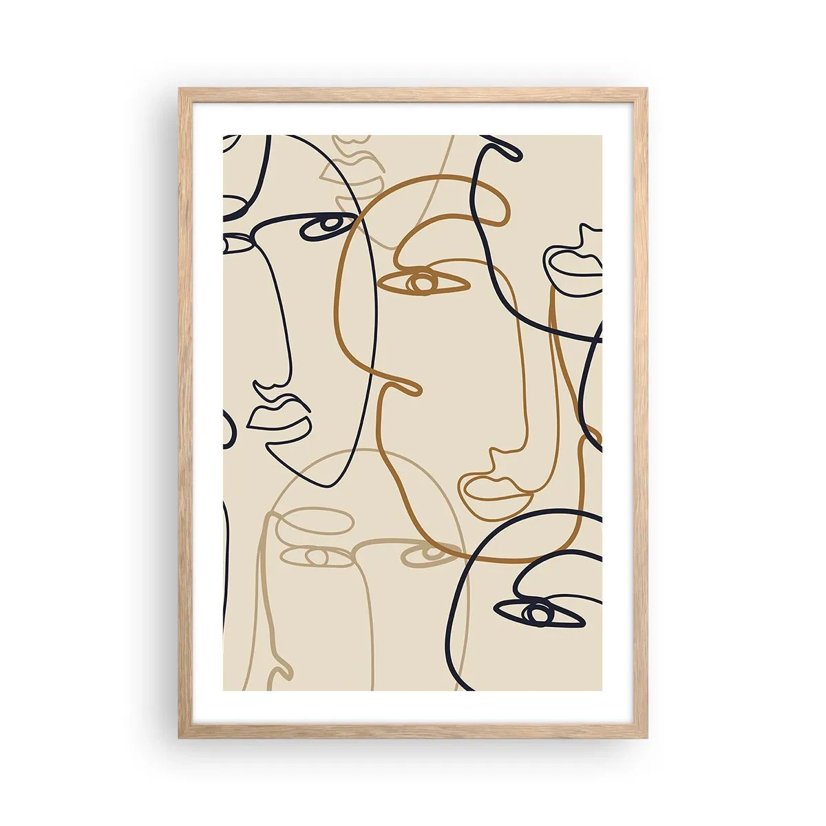 Plakat i ramme af lyst egetræ - Portræt ganget med hinanden - 50x70 cm