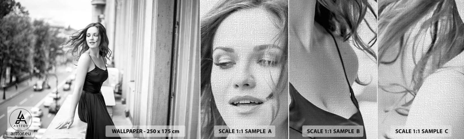 Prøve Fototapet Premium Canvas - Bestemt en pariser - Kvinde, By, Arkitektur - 100x30 cm