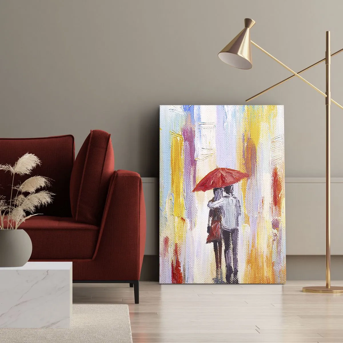 Lærredstryk - Billede på lærred - Lad det regne  mere - 80x120 cm