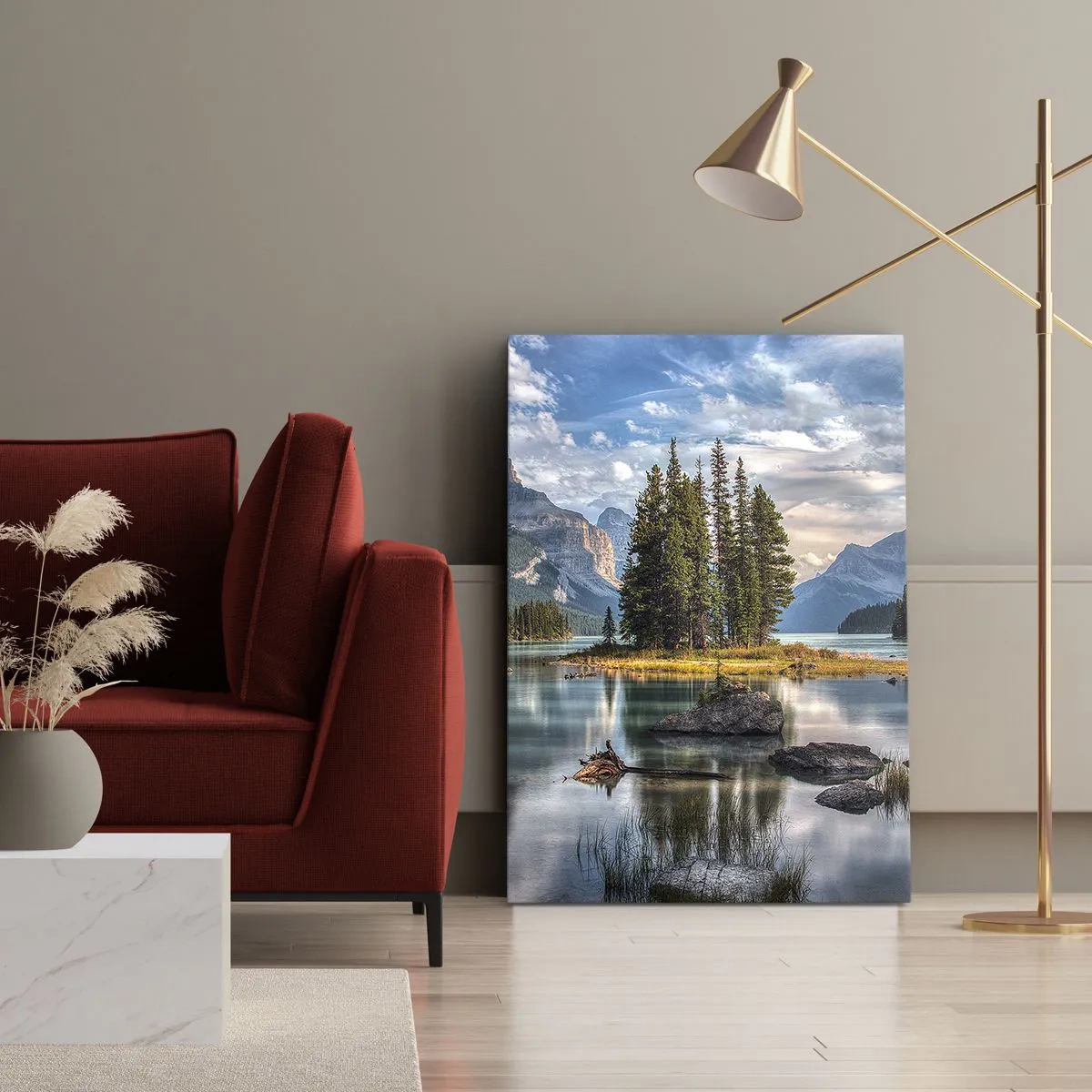 Lærredstryk - Billede på lærred - Over store og klare vande… - 50x70 cm