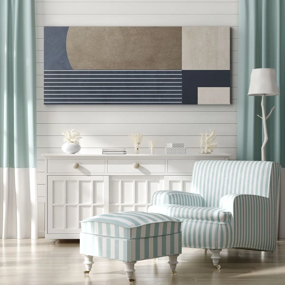 Lærredstryk - Billede på lærred - En komposition af enkelhed og rundhed - 140x50 cm