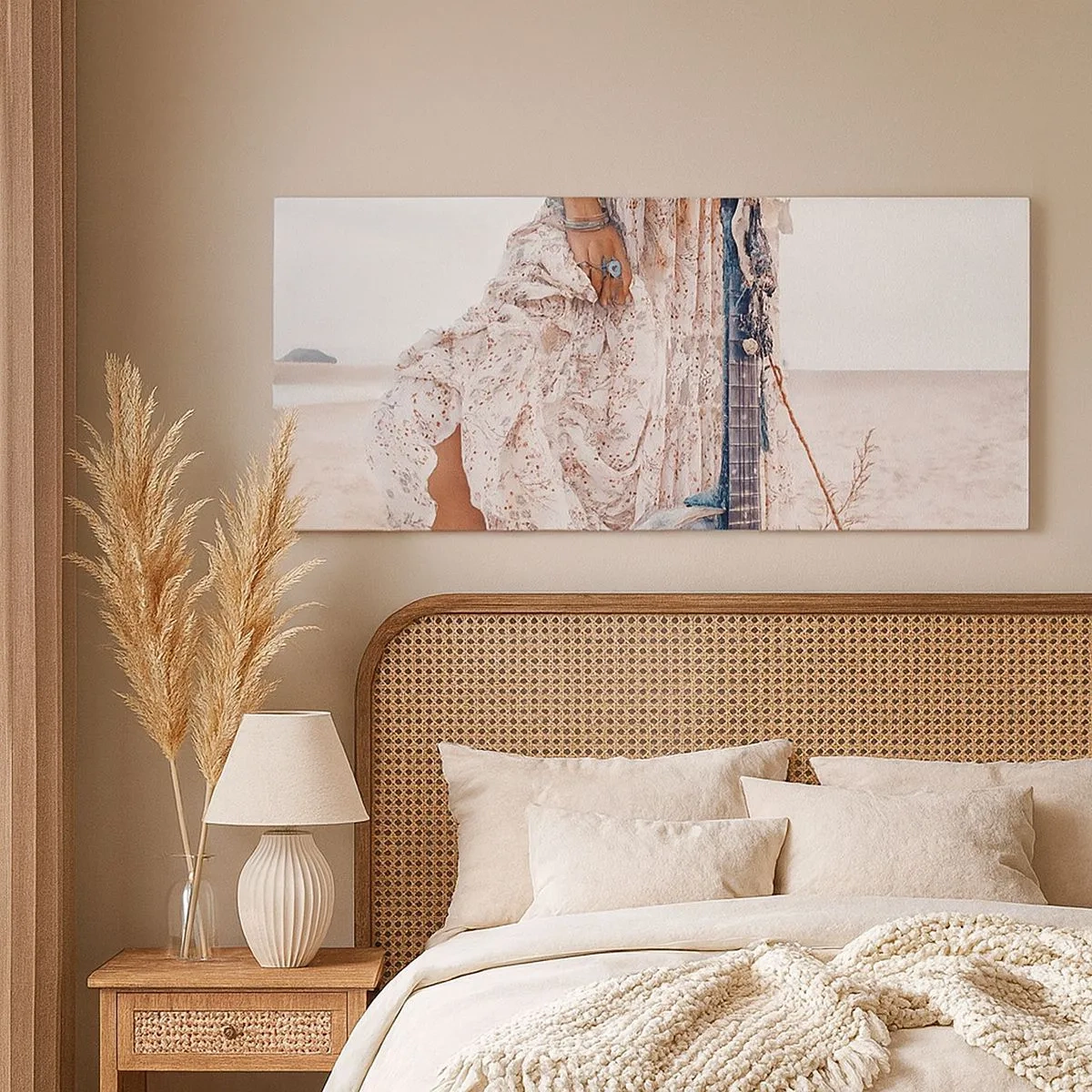 Lærredstryk - Billede på lærred - Børn blomster på vej - 100x40 cm