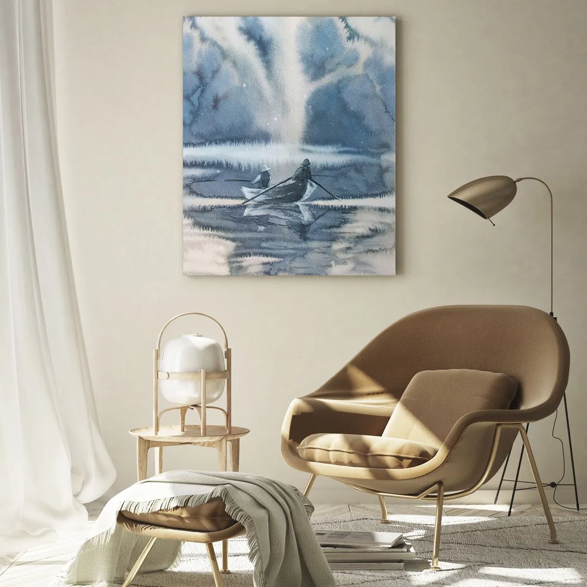 Billede på glas - Lystfiskere i deres paradis - 50x70 cm
