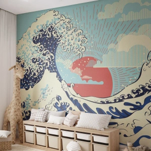 Fototapet Premium Sand - Fra japanske inspirationer - Abstraktion, Havbølge, Hav - 100x70 cm
