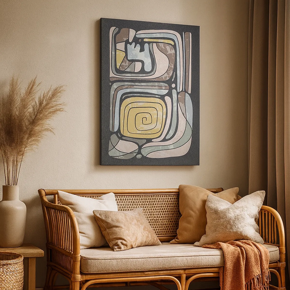 Lærredstryk - Billede på lærred - Abstraktion i en præcolumbiansk ånd - 50x70 cm