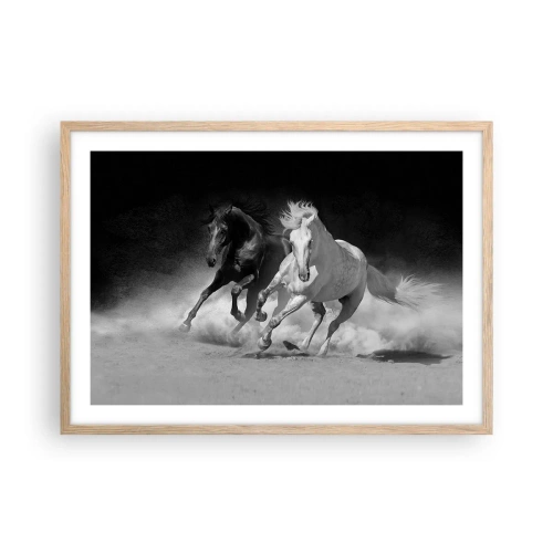 Plakat i ramme af lyst egetræ - Frihedens galop - 70x50 cm