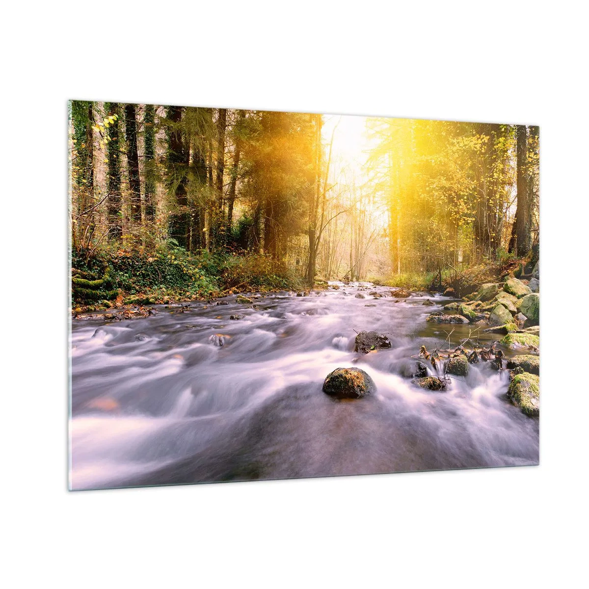 Billede på glas - Malachit i sølv- og guldfatning - 100x70 cm