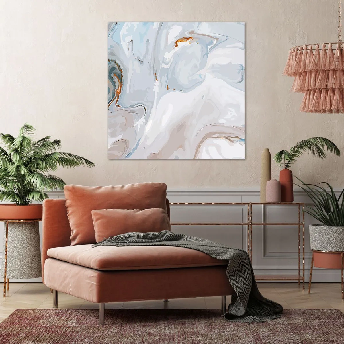 Lærredstryk - Billede på lærred - Hvid opløftet - 70x70 cm