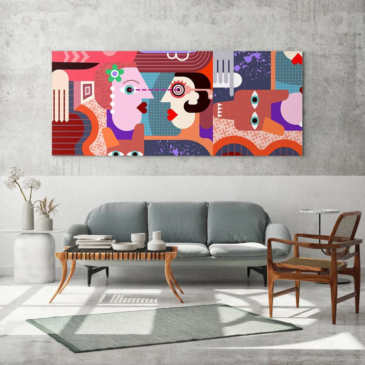 Billede på glas - Øje mod øje - 100x40 cm