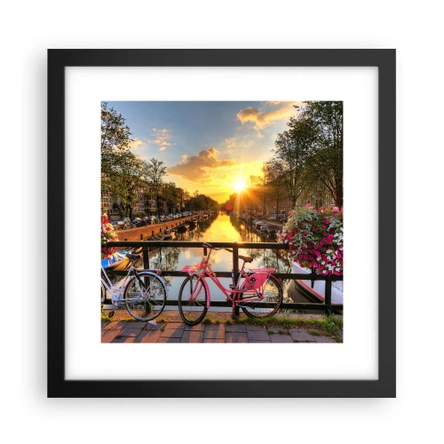 Plakat i sort ramme - Forårsmorgen i Amsterdam - 30x30 cm