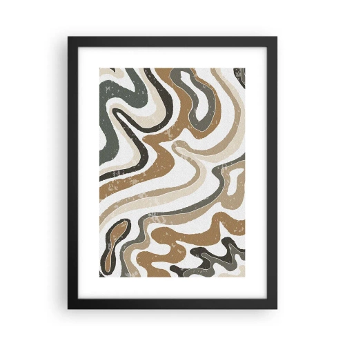 Plakat i sort ramme - Slyngninger af jordfarver - 30x40 cm