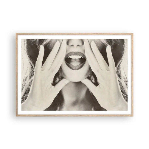 Plakat i ramme af lyst egetræ - Jeg er på vej! - 100x70 cm