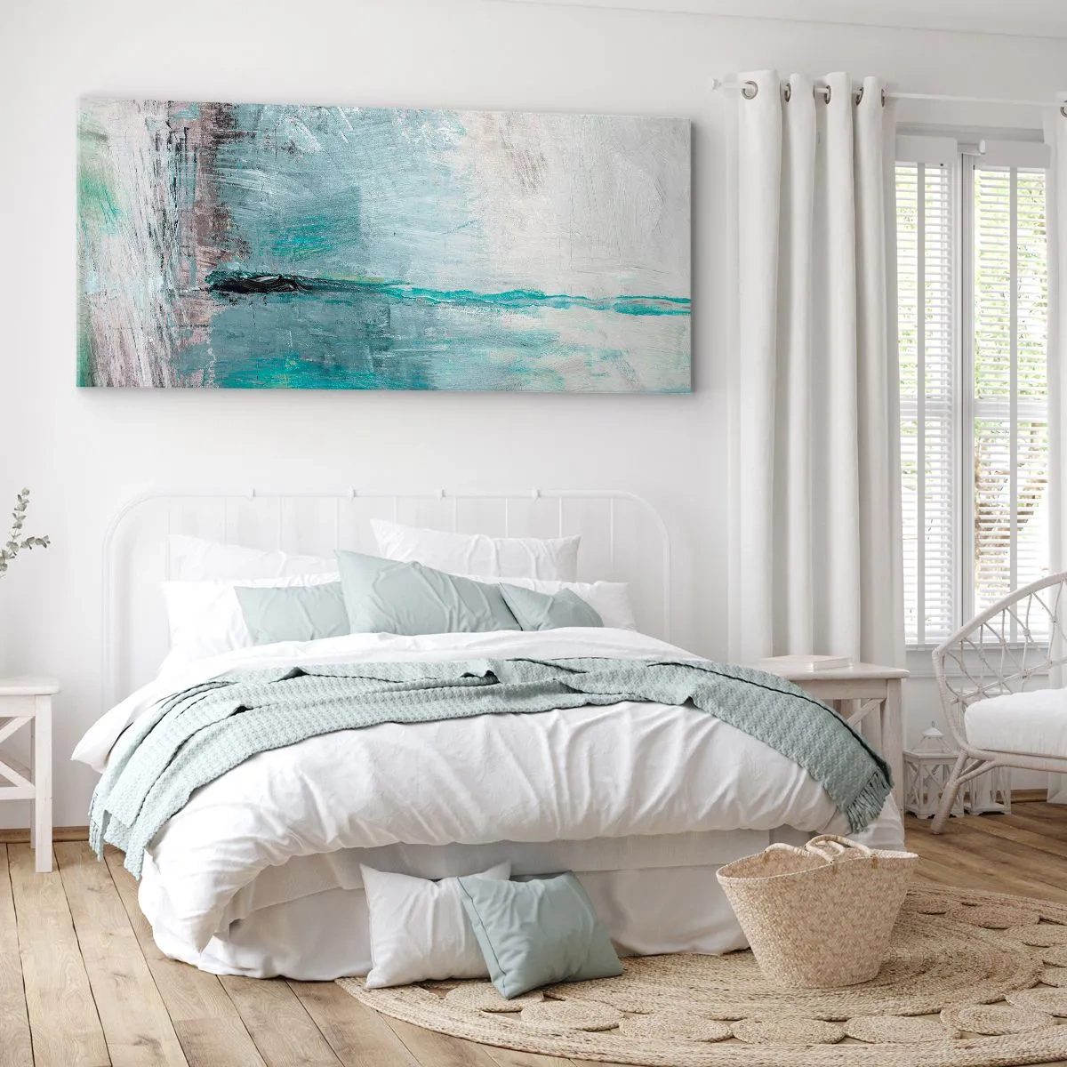 Lærredstryk - Billede på lærred - Horisontalt med blå farve - 100x40 cm