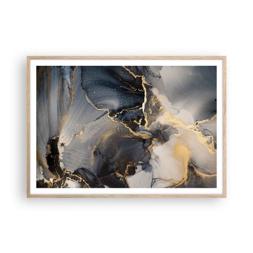 Plakat i ramme af lyst egetræ - Livet af sten - 100x70 cm