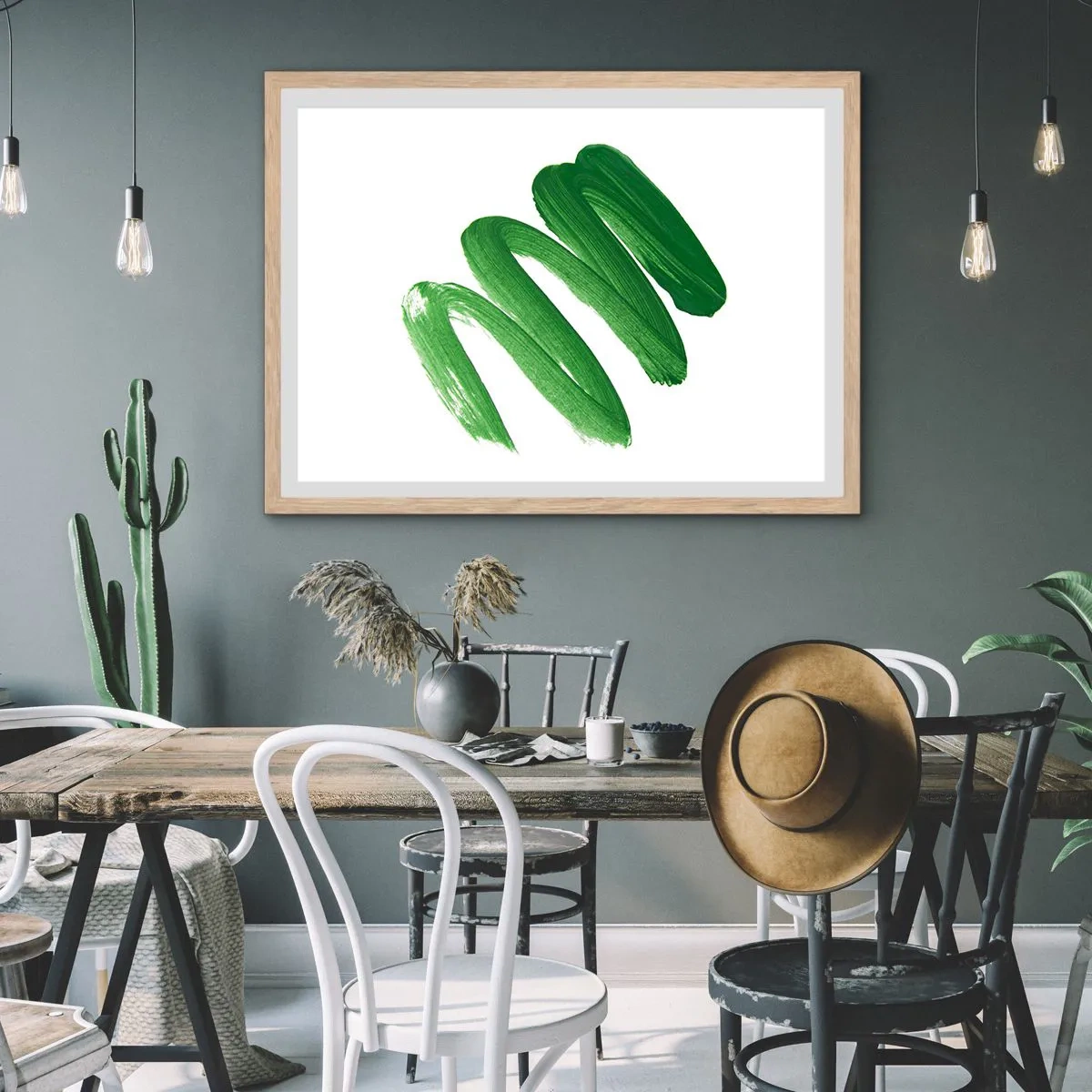 Plakat i ramme af lyst egetræ - En grøn vittighed - 100x70 cm