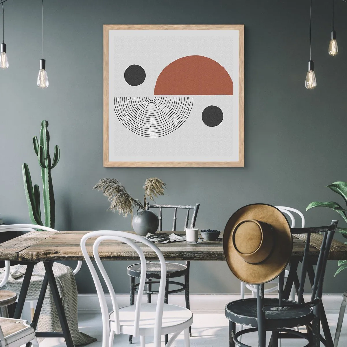 Plakat i ramme af lyst egetræ - Perfektion af hjulet - 60x60 cm