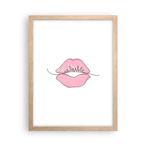 Plakat i ramme af lyst egetræ - Klar til at kysse? - 30x40 cm