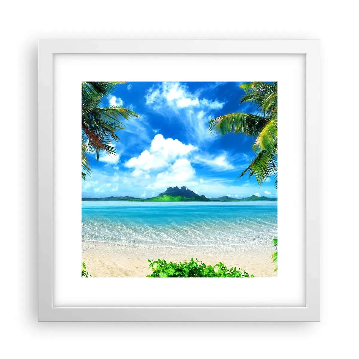 Plakat i hvid ramme - Azur i troperne - 30x30 cm