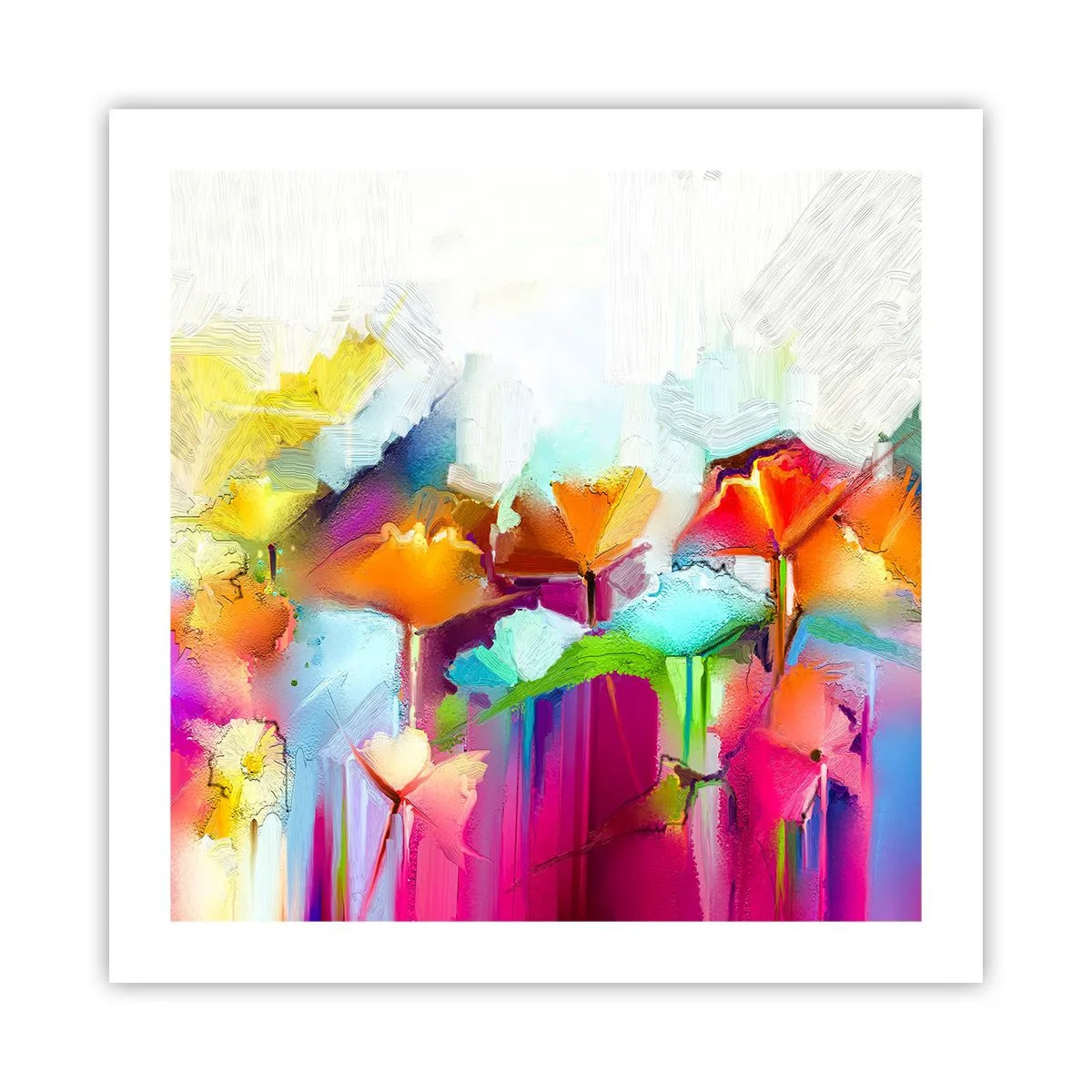 Plakat - Regnbuen i blomstring - 50x50 cm