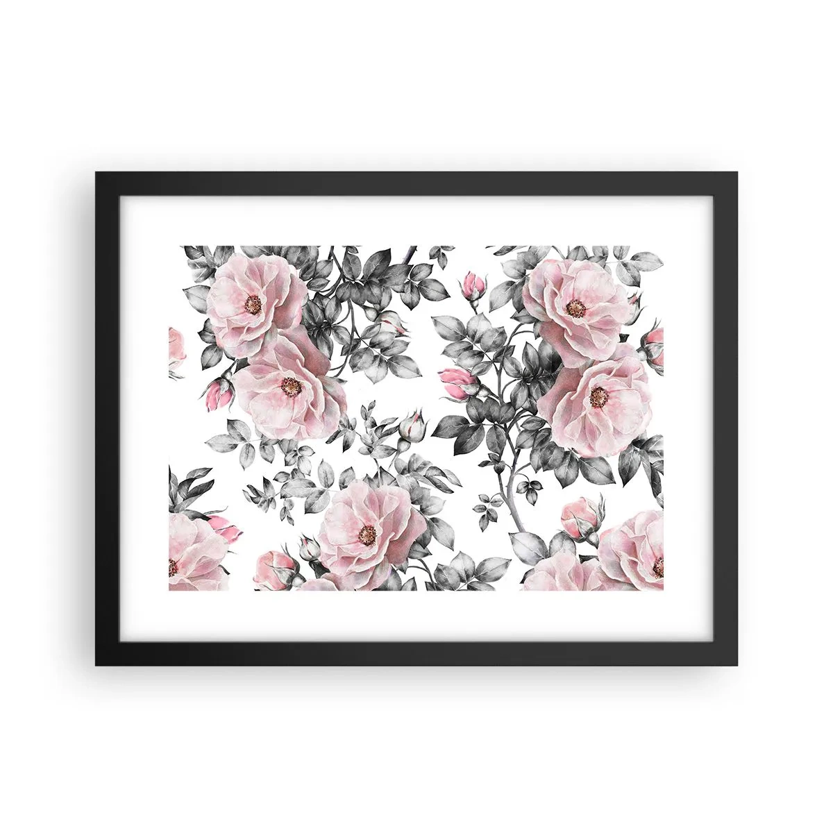 Plakat i sort ramme - Forsvind i rosenblomsterne - 40x30 cm