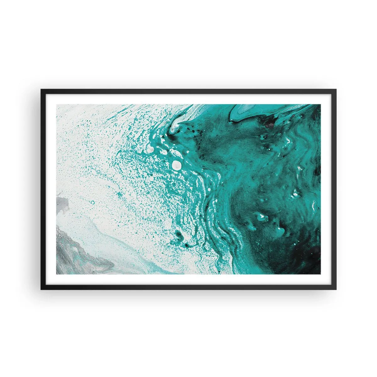 Plakat i sort ramme - Opløses i hvidt og turkis - 91x61 cm
