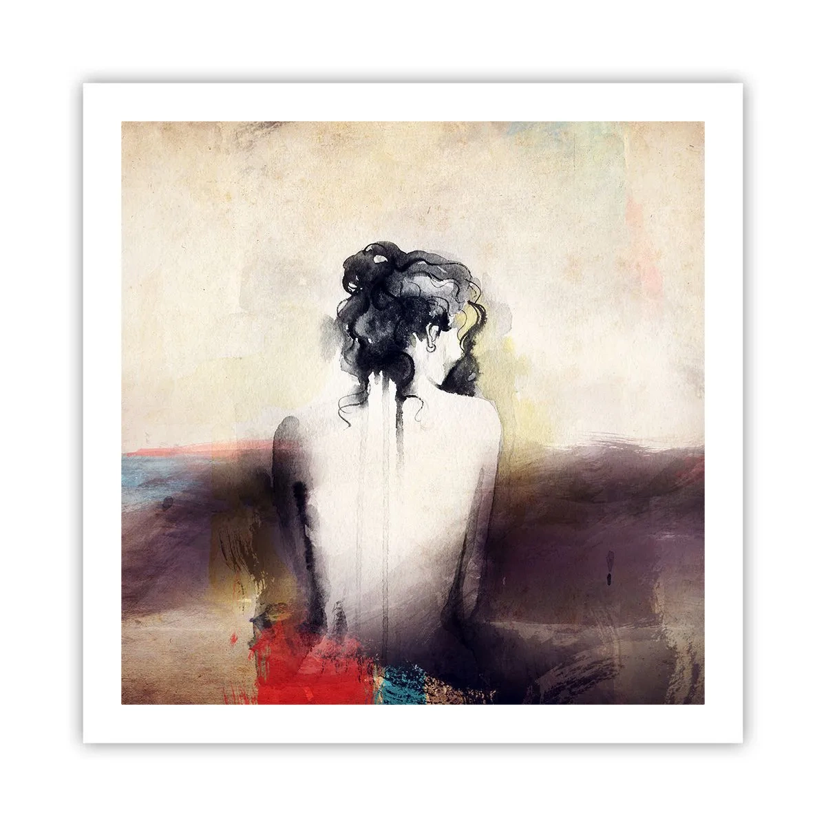 Plakat - Glatte linjer, ovale former - 60x60 cm