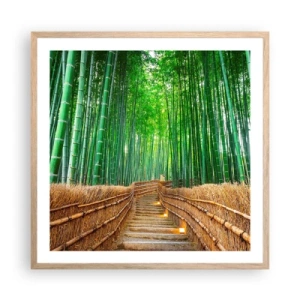 Plakat i ramme af lyst egetræ - Essensen af den asiatiske natur - 60x60 cm