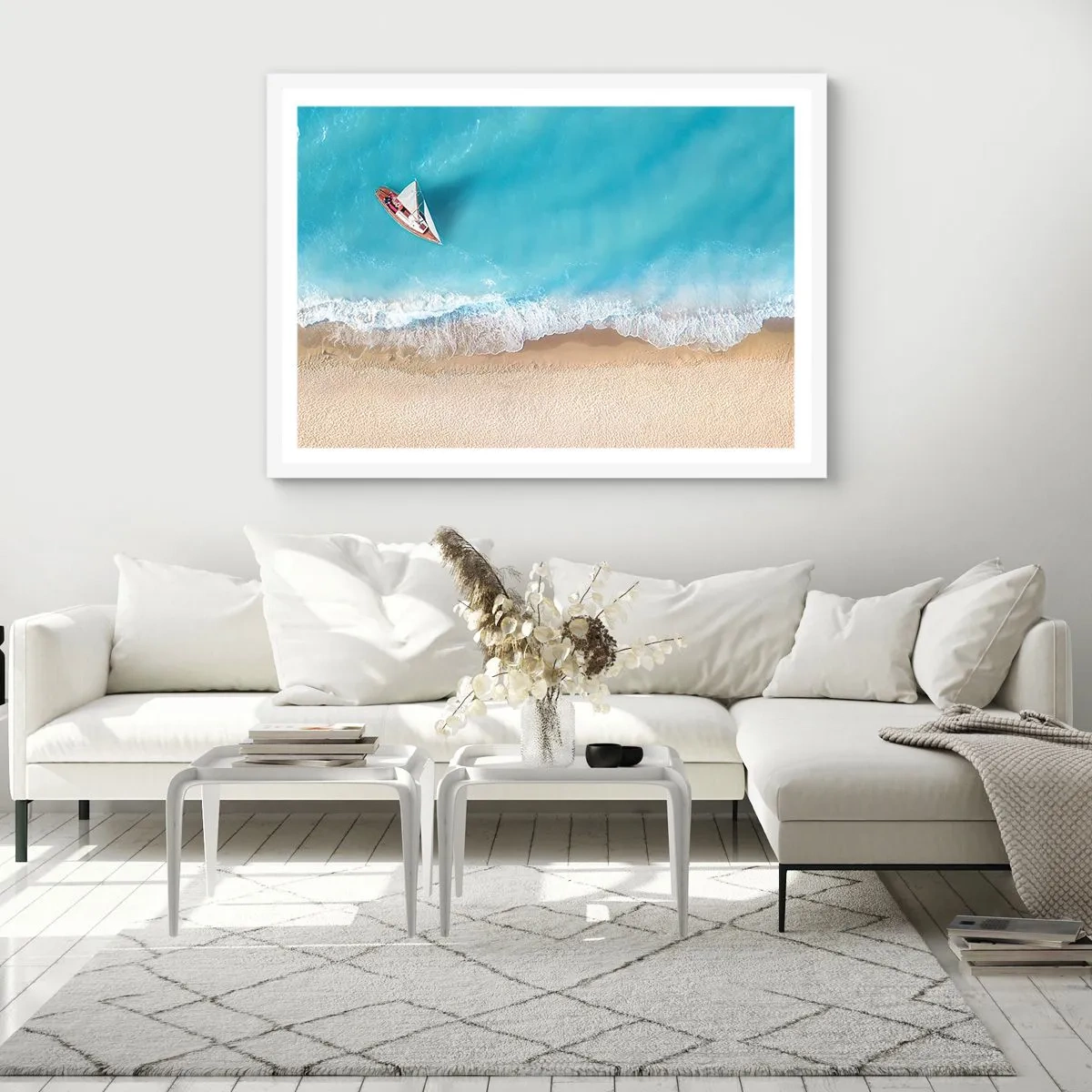 Plakat i hvid ramme - På grænsen mellem blå og guld - 40x30 cm