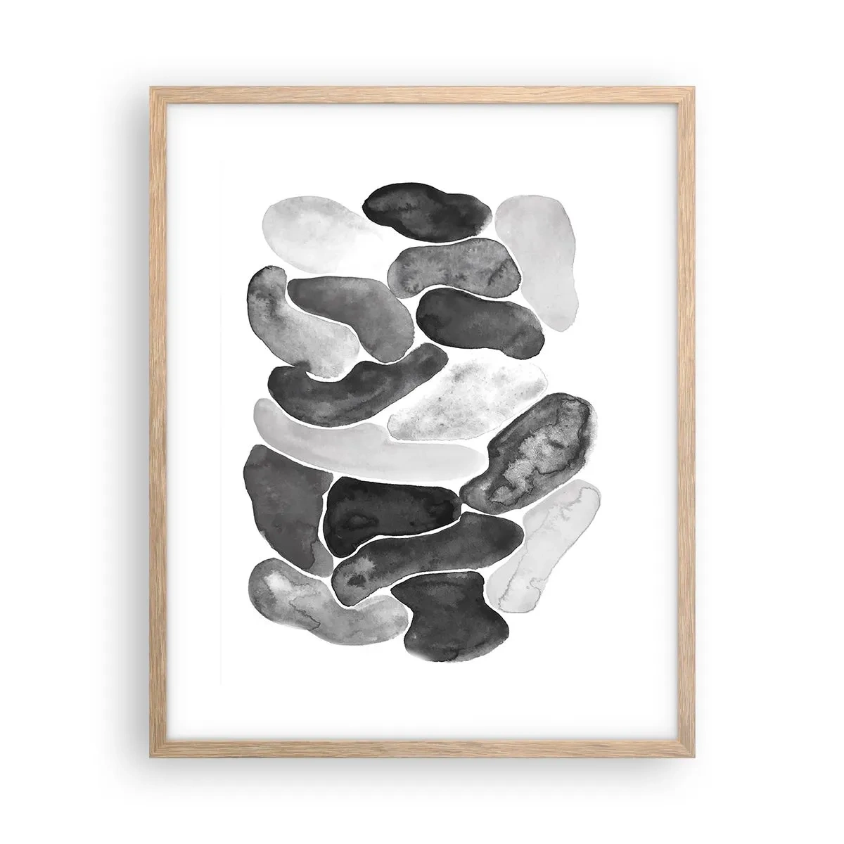 Plakat i ramme af lyst egetræ - Stenet abstraktion - 40x50 cm