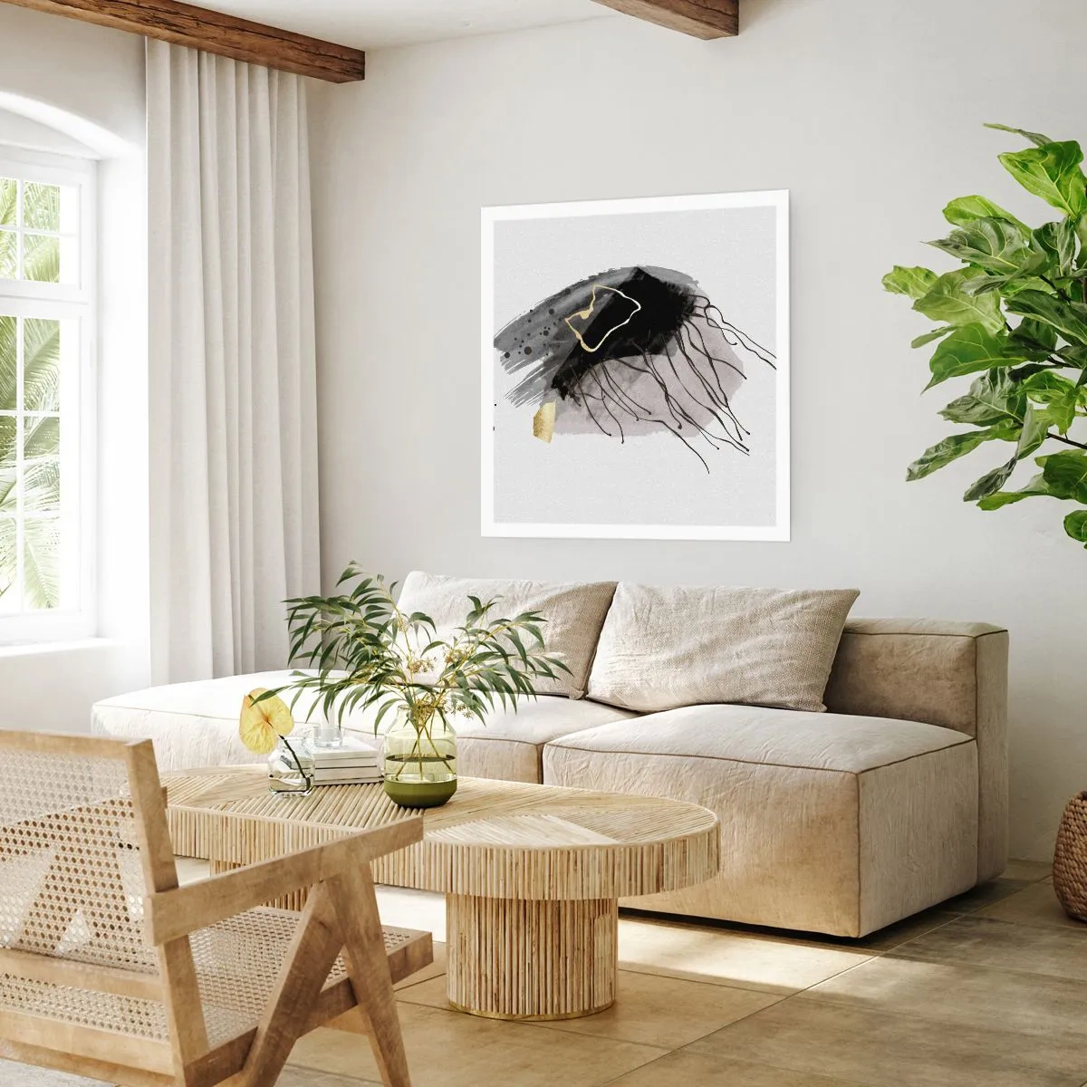 Plakat - I sort og guld - 50x50 cm