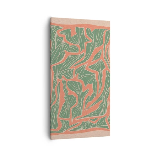 Lærredstryk - Billede på lærred - En kamp mellem koral og grøn - 55x100 cm
