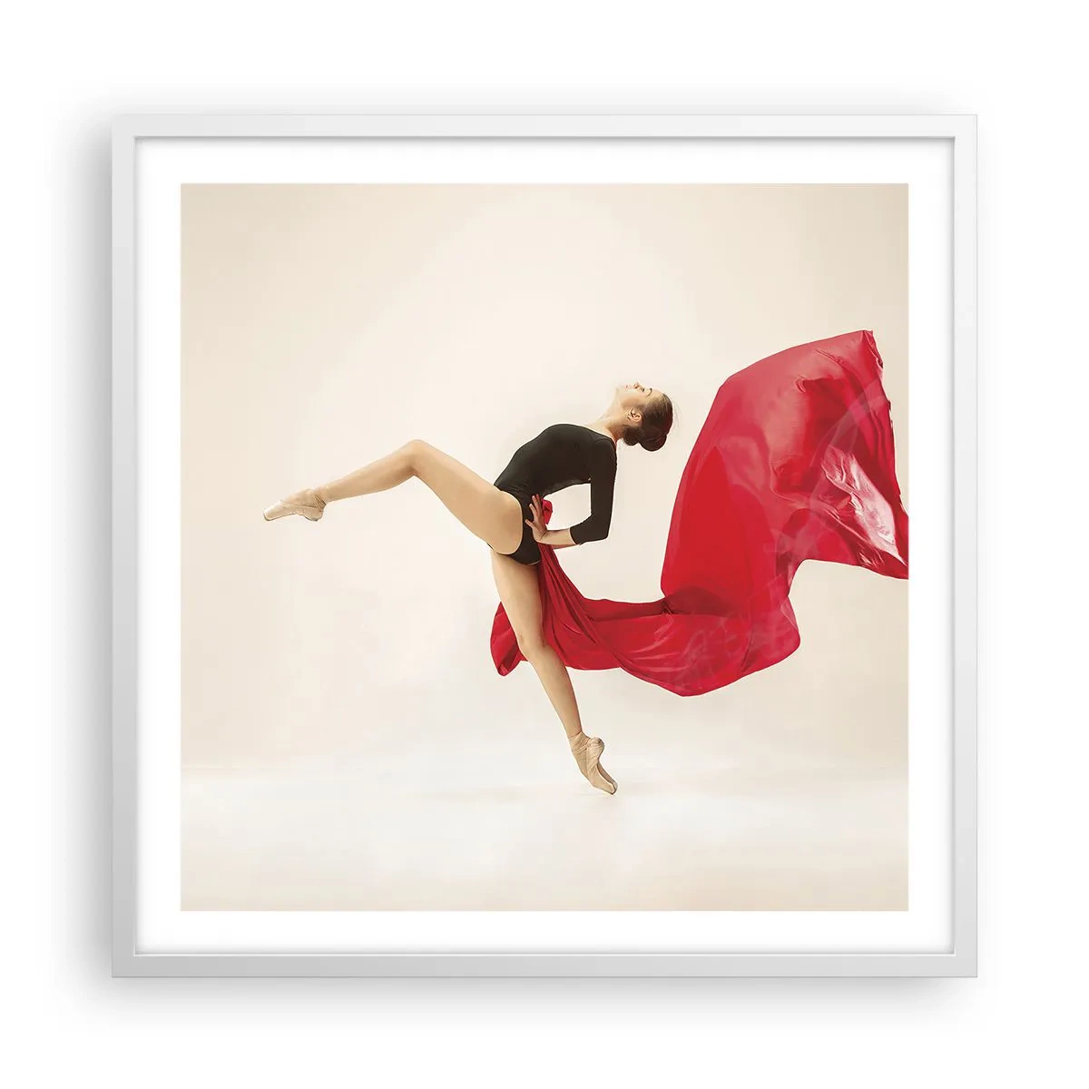 Plakat i hvid ramme - Rød og sort - 60x60 cm