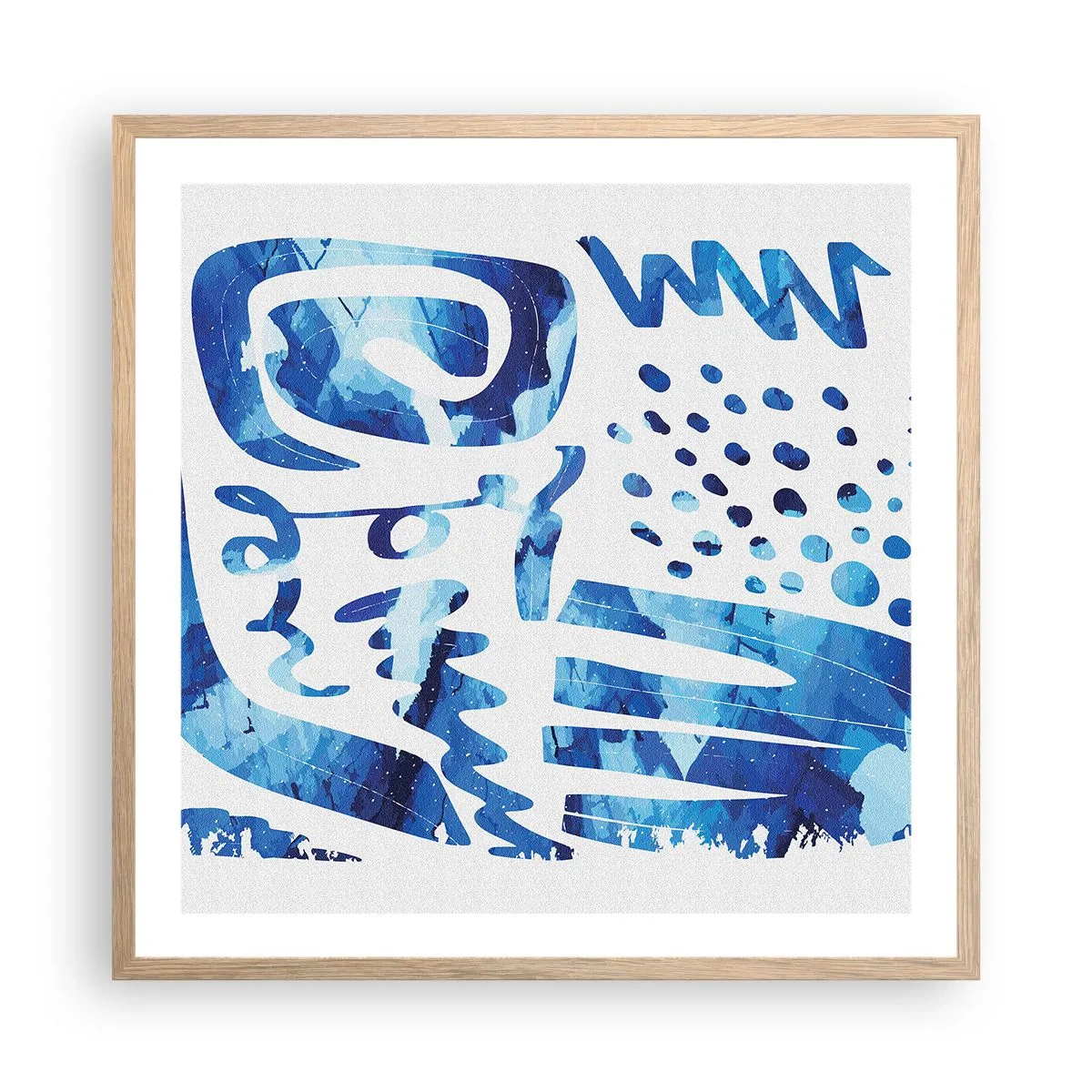 Plakat i ramme af lyst egetræ - Tilbage til rødderne - 60x60 cm