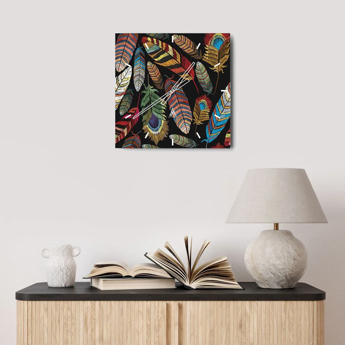 Vægur, Uret - Fuglekarneval - 40x40 cm