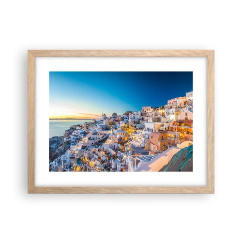 Plakat i ramme af lyst egetræ - Essensen af græskhed - 40x30 cm