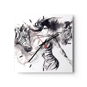 Vægur, Uret - Danser med zebraer - 30x30 cm