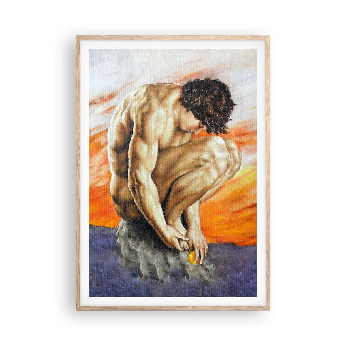 Plakat i ramme af lyst egetræ - Sænket i sig selv - 70x100 cm
