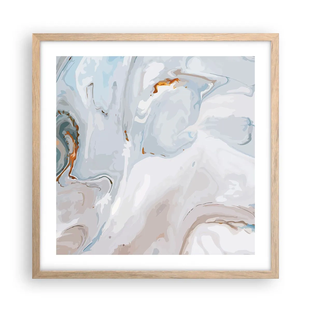 Plakat i ramme af lyst egetræ - Hvid opløftet - 50x50 cm