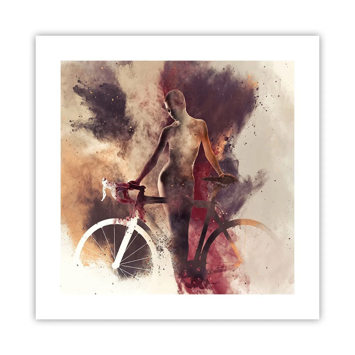 Plakat - I marmor former den cyklende sjæl - 40x40 cm