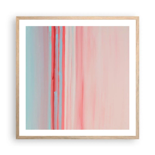 Plakat i ramme af lyst egetræ - Abstraktion ved daggry - 60x60 cm