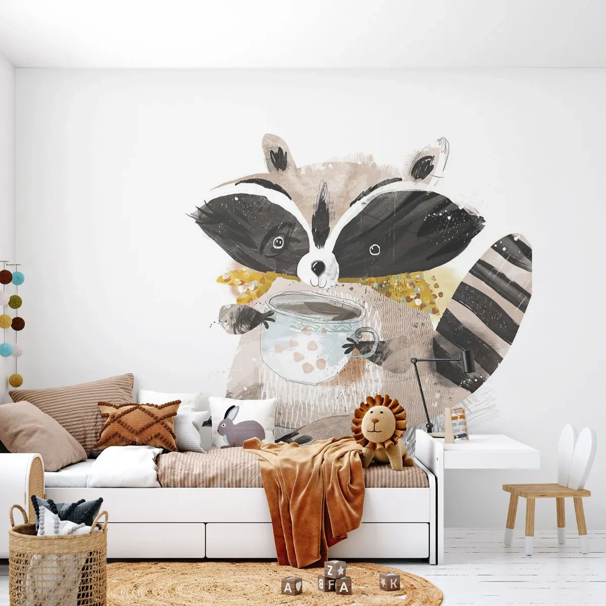 Fototapet Standard Eco - Min ven vaskebjørnen - For børn, Vaskebjørn, Grafik - 350x256 cm
